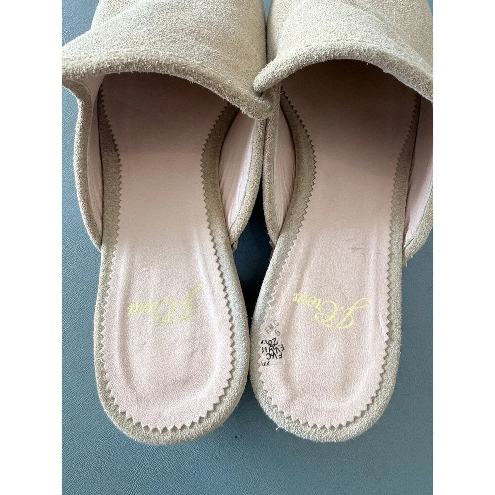 198. J. Crew Beige Leather Slip On Clogs‎ Shoes AQ674 Size 6.5 Brand New